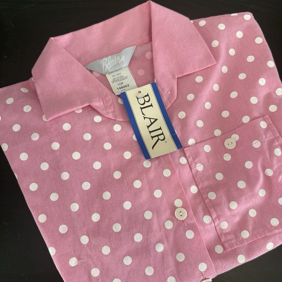 Blair Tops - Blair Dress Shirt Women Sz 10P Pink Polka Dot  3/4 Sleeve Button Up Top New Tags